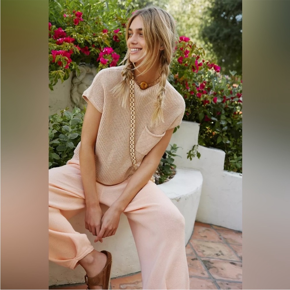Free People Beach Freya Set Tricot Peach Size Medium EUC